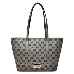 Bebe Lizzie Logo Tote Silver Metallic